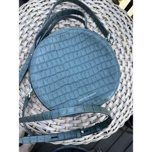 REBECCA MINKOFF Jody Croc Embossed Leather Circle Crossbody Bag Green Round